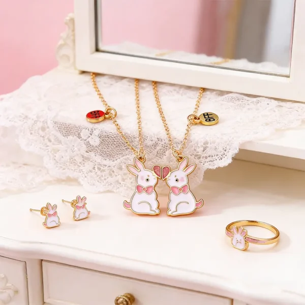 Magnetic BFF Rabbit Necklaces Matching Friendship Jewelry