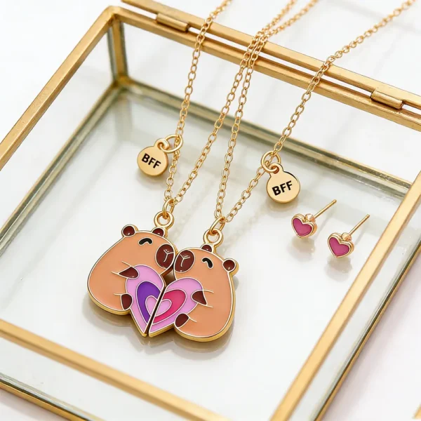 Magnetic Heart BFF Necklace 2Pcs Matching Friendship Jewelry