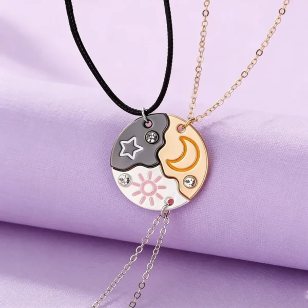 Sun Moon Star BFF Matching Necklaces-3 Best Friends
