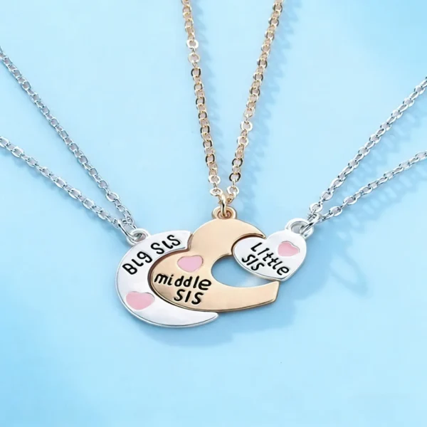 Sisterhood BFF Matching Necklaces-3Pcs Sister Gift Pendant