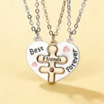 Best Friends Forever BFF Necklaces-3 Piece Split Heart Pendant