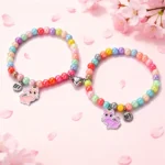 Rainbow Beaded Cat Bracelet for 2 Best Friend