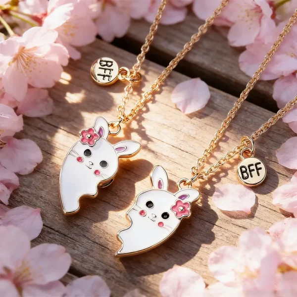 Bunny Matching BFF Necklaces Set Best Friend Gift