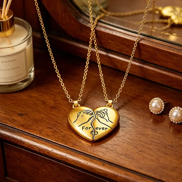 Forever BFF Matching Necklaces Best Friend Pendant Gift 2PCS