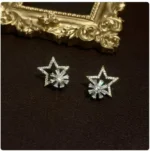 Rotating Star Flower Zircon Earrings