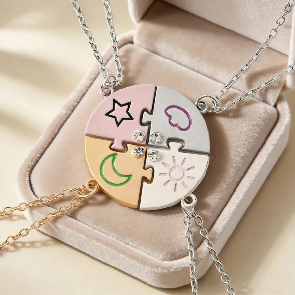 Celestial BFF Puzzle Necklaces-4Pcs Best Friends Gift