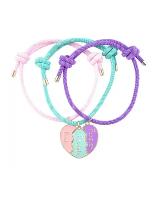 BFF Matching Heart Bracelets for 3 Best Friends