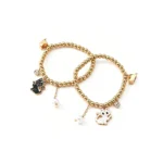 2Pcs BFF Cat Bracelet Set Gold Beaded Friendship Jewelry
