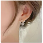 Rotating Star Flower Zircon Earrings