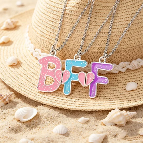 BFF Letter Necklaces 3 Best Friends Friendship Jewelry