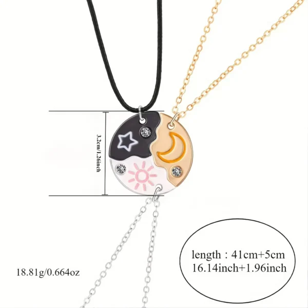 Sun Moon Star BFF Matching Necklaces-3 Best Friends