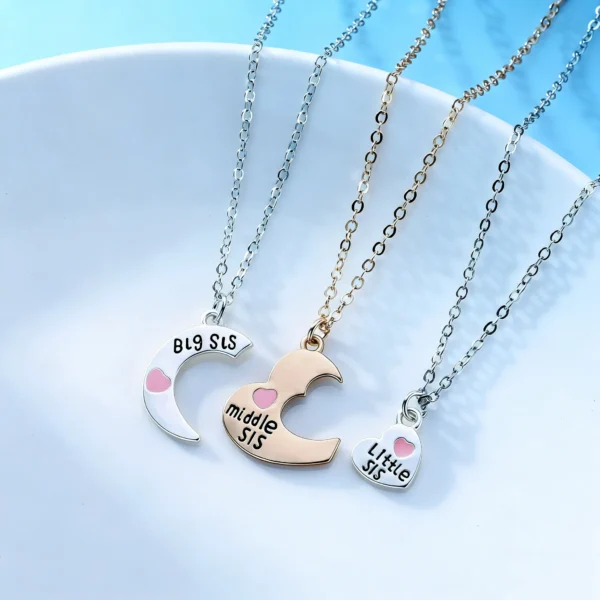 Sisterhood BFF Matching Necklaces-3Pcs Sister Gift Pendant