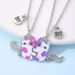 Cute Kitty BFF Necklaces-2Pcs Best Friend Pendant Gift