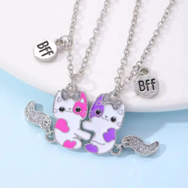 Cute Kitty BFF Necklaces-2Pcs Best Friend Pendant Gift