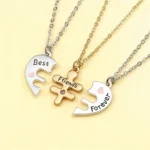 Best Friends Forever BFF Necklaces-3 Piece Split Heart Pendant