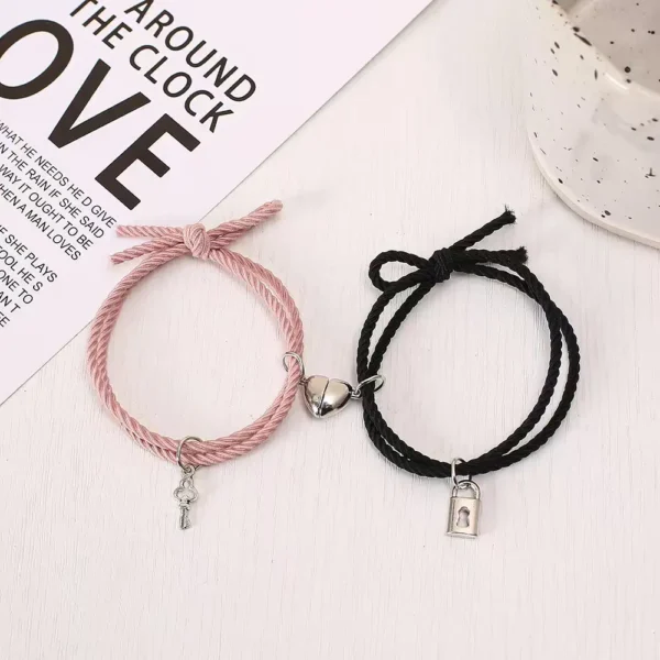 2 BFF Bracelets Set Heart Lock Key Rope Friendship Gift Fun