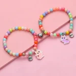 Rainbow Beaded Cat Bracelet for 2 Best Friend