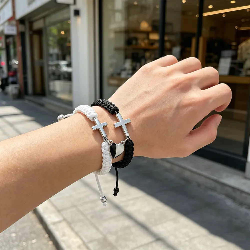 Magnetic Heart Cross Bracelet