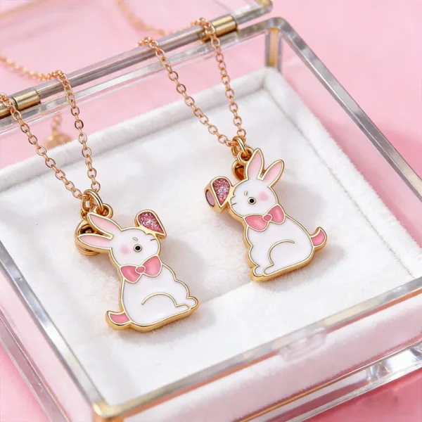 Magnetic BFF Rabbit Necklaces Matching Friendship Jewelry