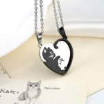 Cute Kitten BFF Necklaces Matching Best Friend Gift
