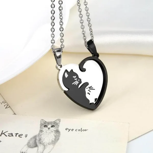 Cute Kitten BFF Necklaces Matching Best Friend Gift