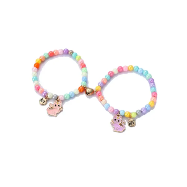 Rainbow Beaded Cat Bracelet
