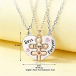 Best Friends Forever BFF Necklaces-3 Piece Split Heart Pendant