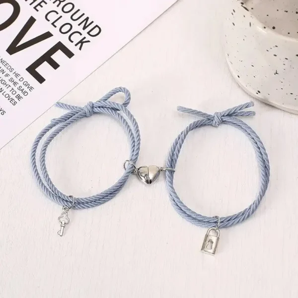 2 BFF Bracelets Set Heart Lock Key Rope Friendship Gift Fun