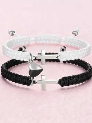 Magnetic Heart Cross Bracelet