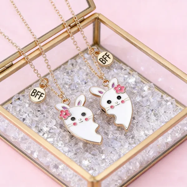Bunny Matching BFF Necklaces Set Best Friend Gift