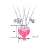 3Pcs Glow In Dark BFF Matching Heart Necklaces