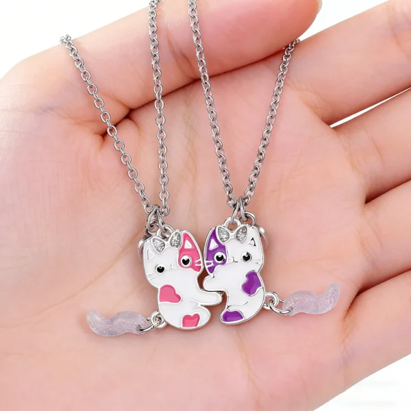 Cute Kitty BFF Necklaces-2Pcs Best Friend Pendant Gift