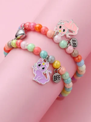 Rainbow Beaded Cat Bracelet