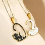 Cat BFF Matching Necklaces Friendship Gift Jewelry