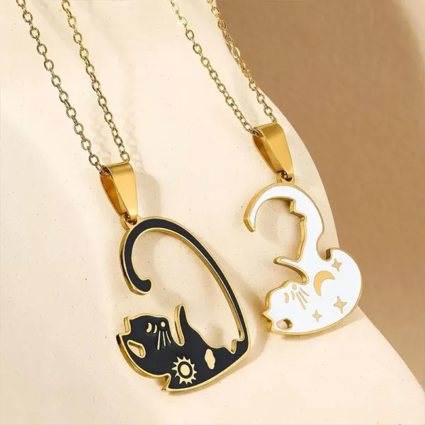 Cat BFF Matching Necklaces Friendship Gift Jewelry