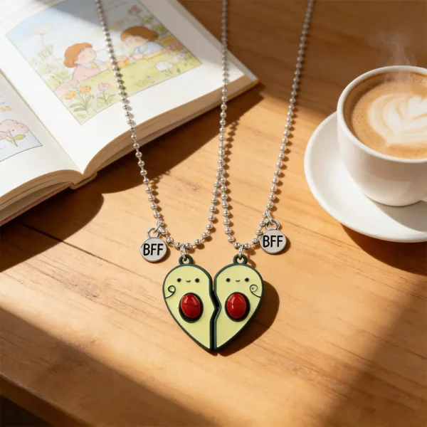 Avocado BFF Matching Necklaces Cute Friendship Jewelry 2Pcs