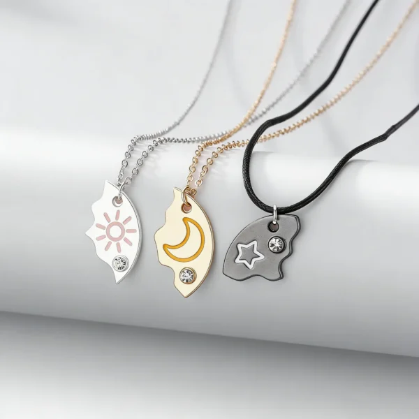 Sun Moon Star BFF Matching Necklaces-3 Best Friends