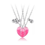 3Pcs Glow In Dark BFF Matching Heart Necklaces