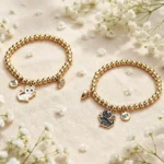 2Pcs BFF Cat Bracelet Set Gold Beaded Friendship Jewelry