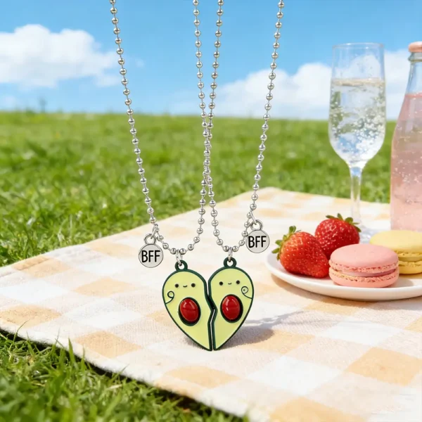 Avocado BFF Matching Necklaces Cute Friendship Jewelry 2Pcs