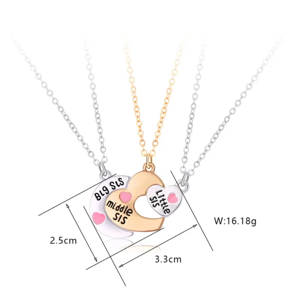 Sisterhood BFF Matching Necklaces-3Pcs Sister Gift Pendant