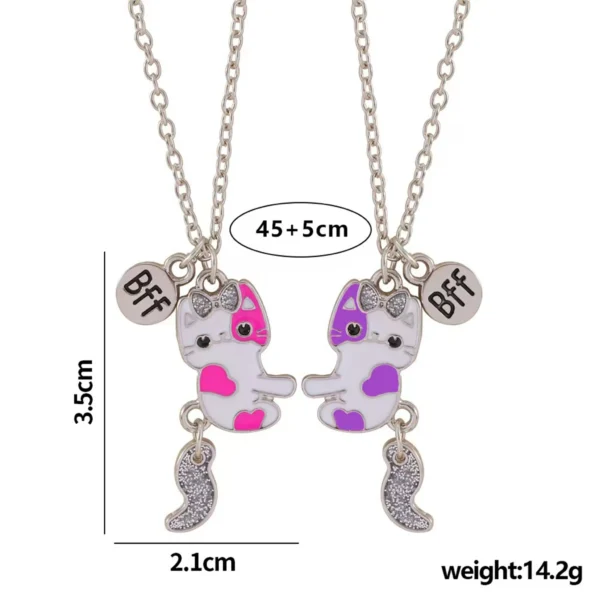 Cute Kitty BFF Necklaces-2Pcs Best Friend Pendant Gift