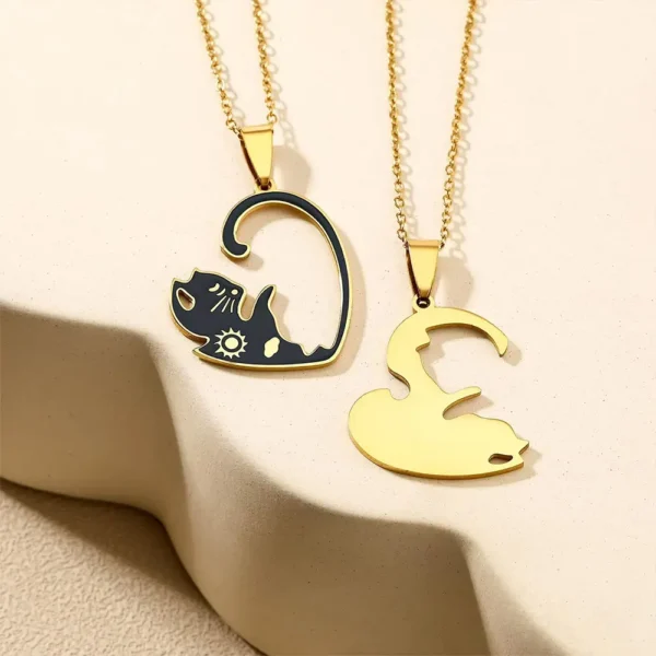 Cat BFF Matching Necklaces Friendship Gift Jewelry