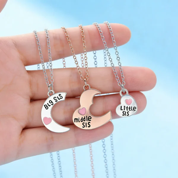 Sisterhood BFF Matching Necklaces-3Pcs Sister Gift Pendant