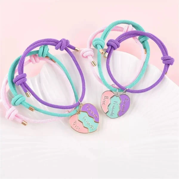 BFF Matching Heart Bracelets for 3 Best Friends