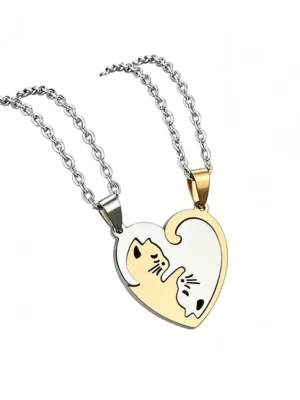 Cute Kitten BFF Necklaces Matching Best Friend Gift