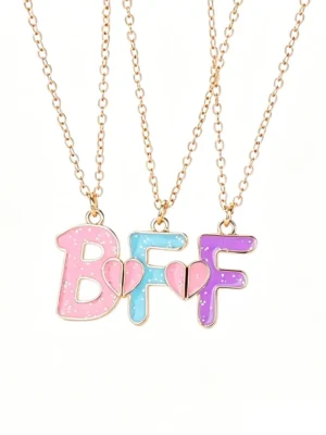 BFF Letter Necklaces 3 Best Friends Friendship Jewelry
