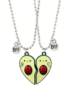 Avocado BFF Matching Necklaces Cute Friendship Jewelry 2Pcs