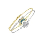 Sun Moon Layered Bracelet Set, Gold Silver Stackable Jewelry