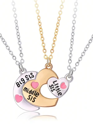 Sisterhood BFF Matching Necklaces-3Pcs Sister Gift Pendant